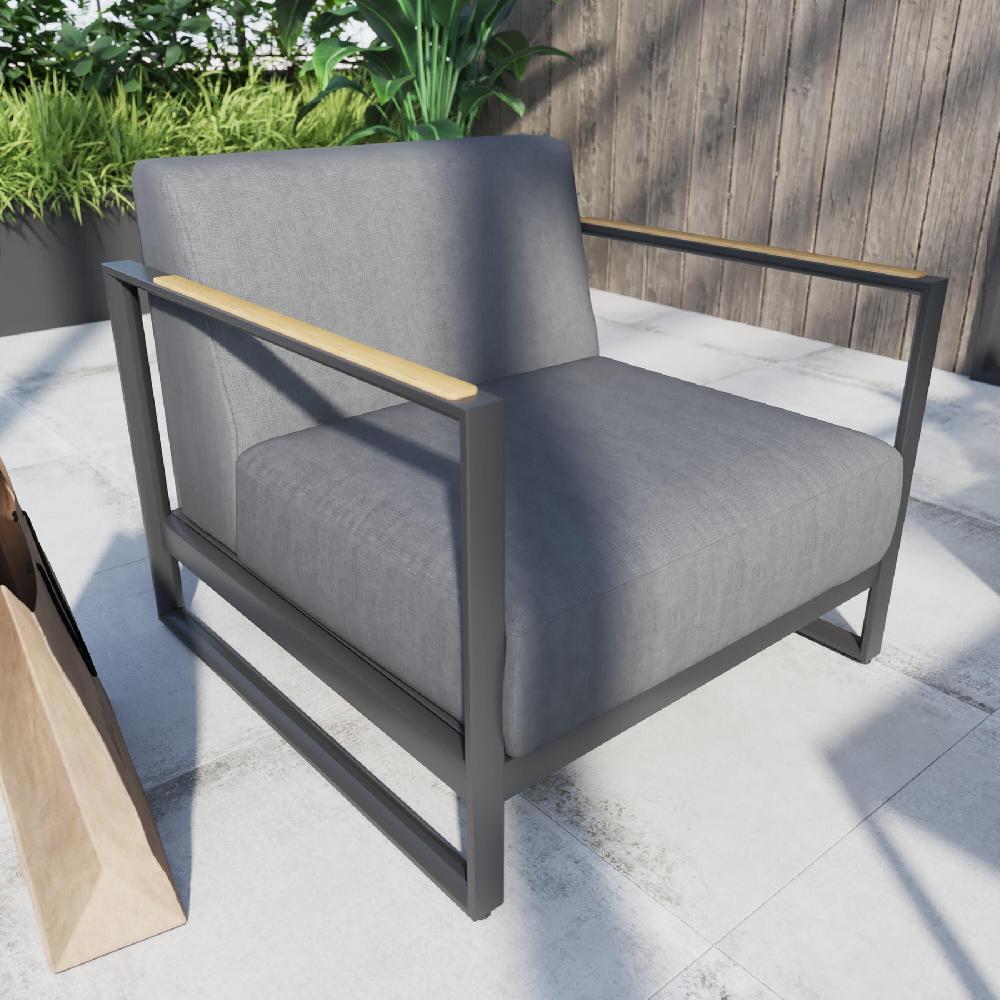 Set De Porche NATERIAL Noxia De Aluminio/madera Negro Para 5 Personas