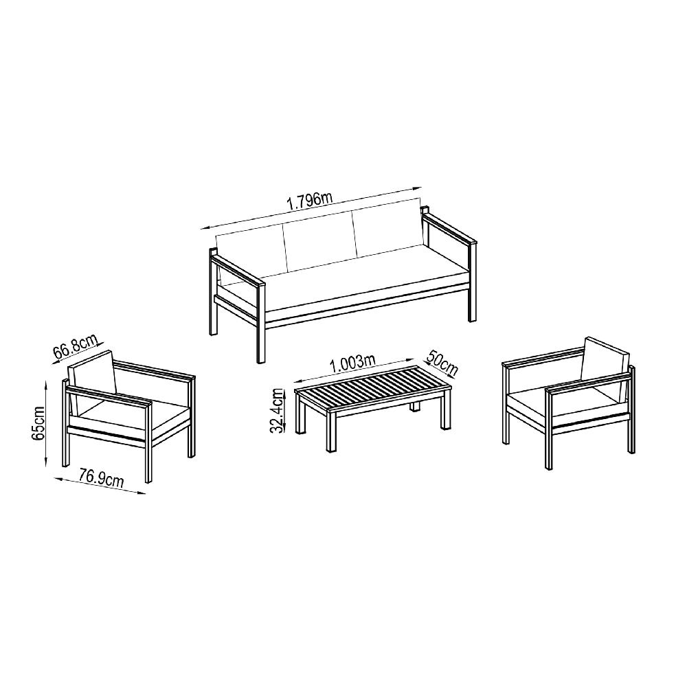 Set De Porche NATERIAL Oris II De Aluminio Blanco/beige Para 5 Personas