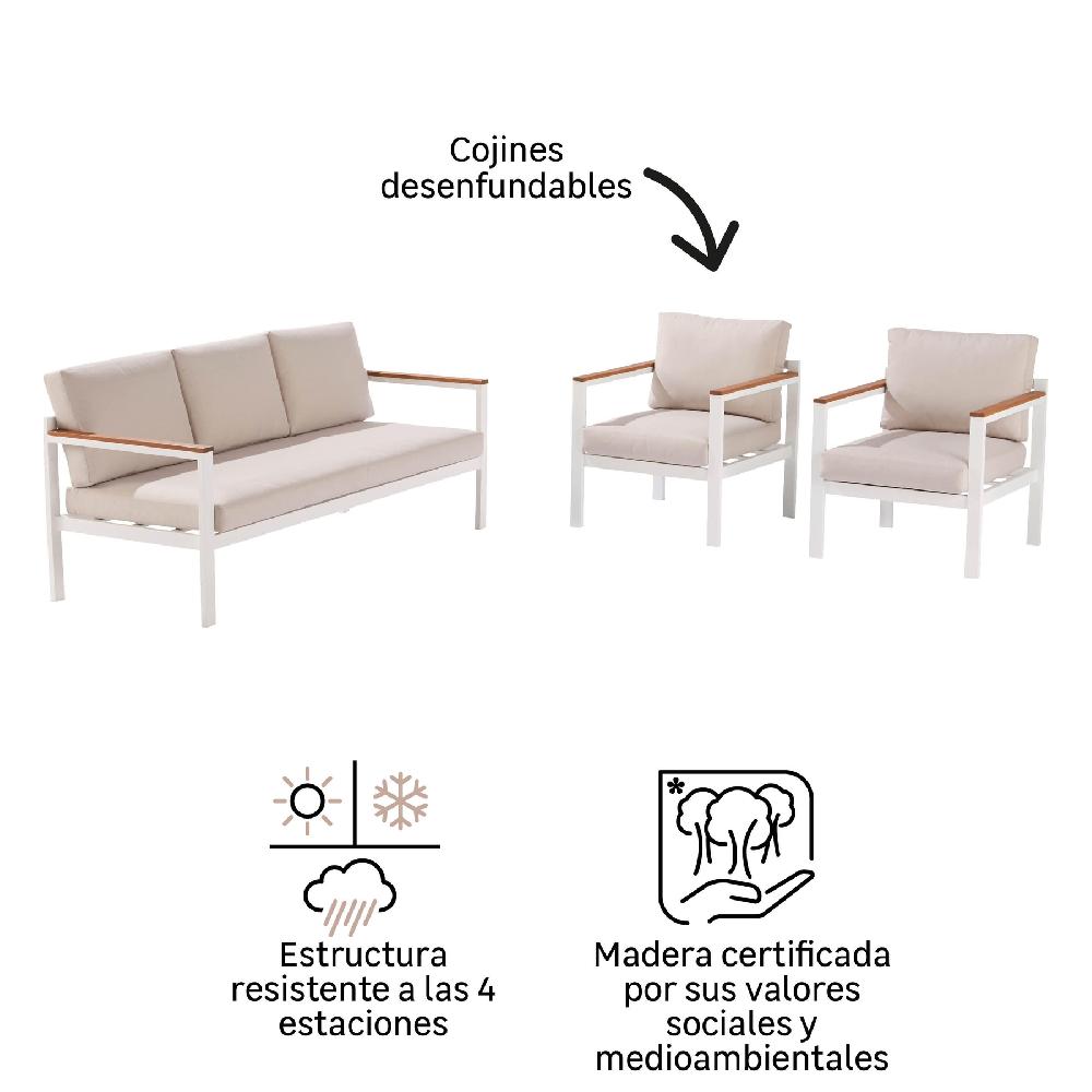 Set De Porche NATERIAL Oris II De Aluminio Blanco/beige Para 5 Personas