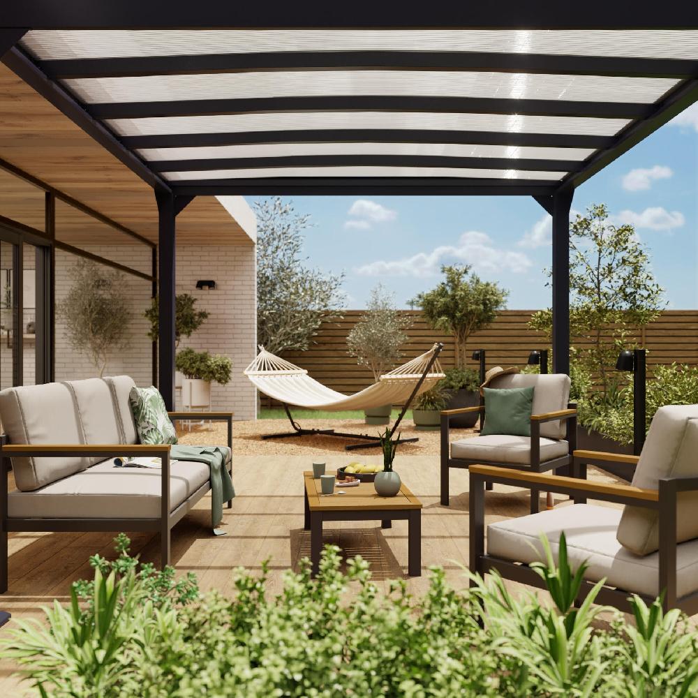 Set De Porche NATERIAL Oris II De Aluminio Gris/beige Para 5 Personas