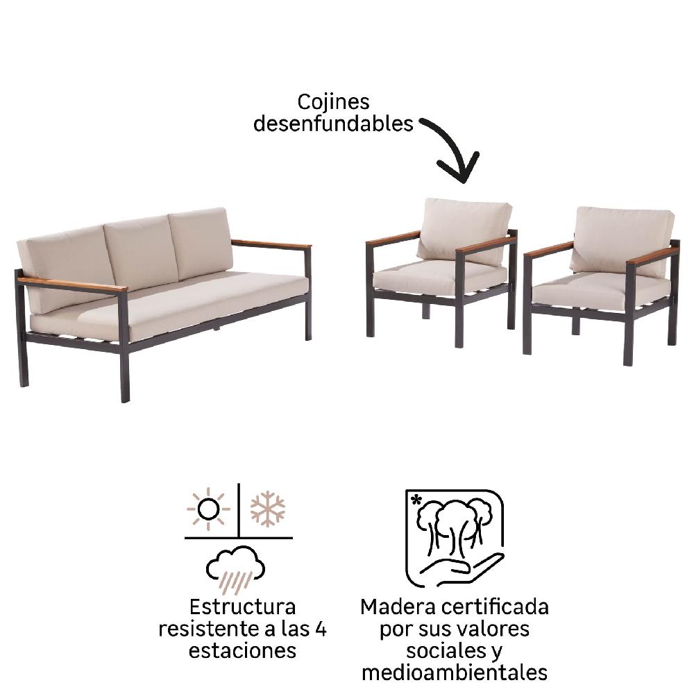 Set De Porche NATERIAL Oris II De Aluminio Gris/beige Para 5 Personas