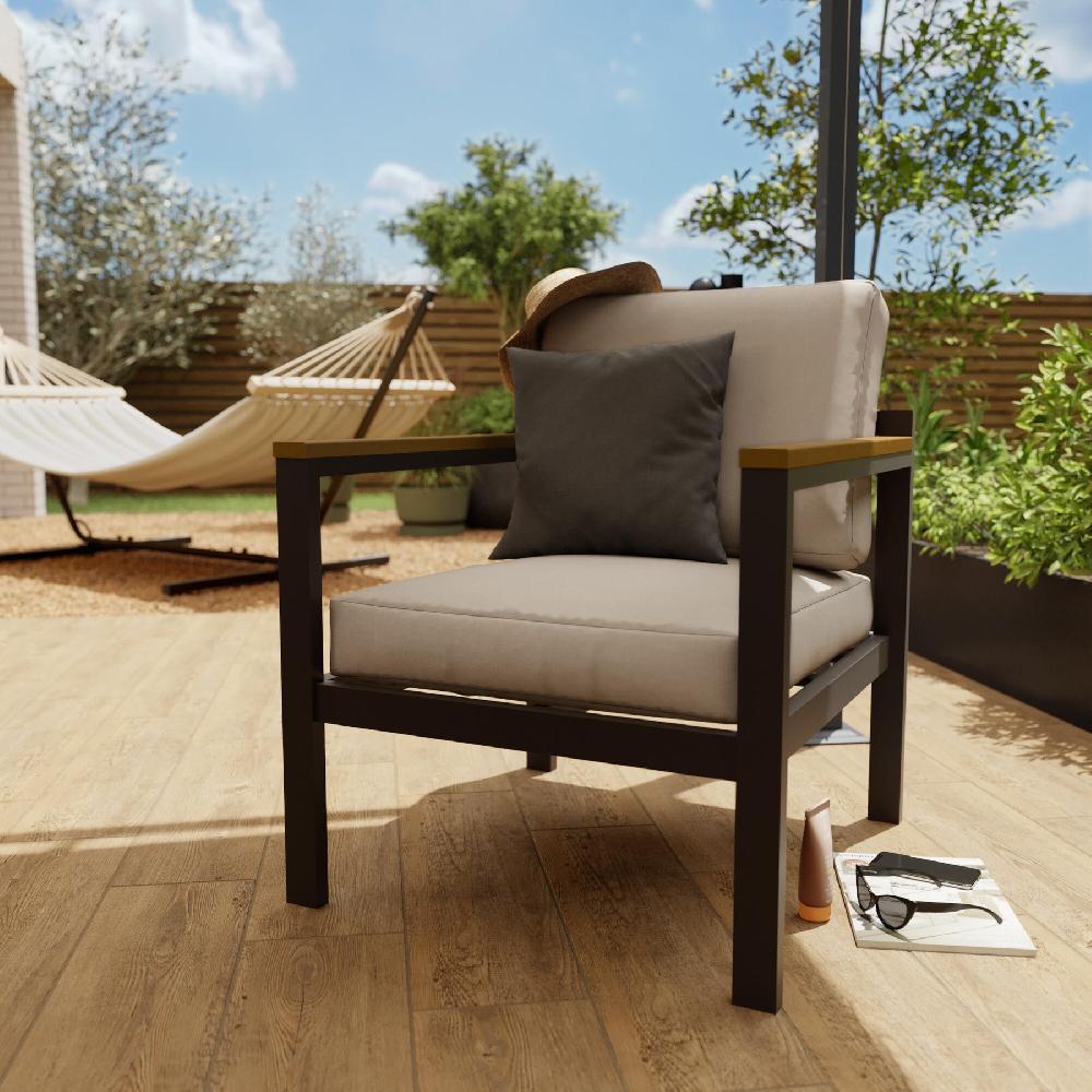 Set De Porche NATERIAL Oris II De Aluminio Gris/beige Para 4 Personas