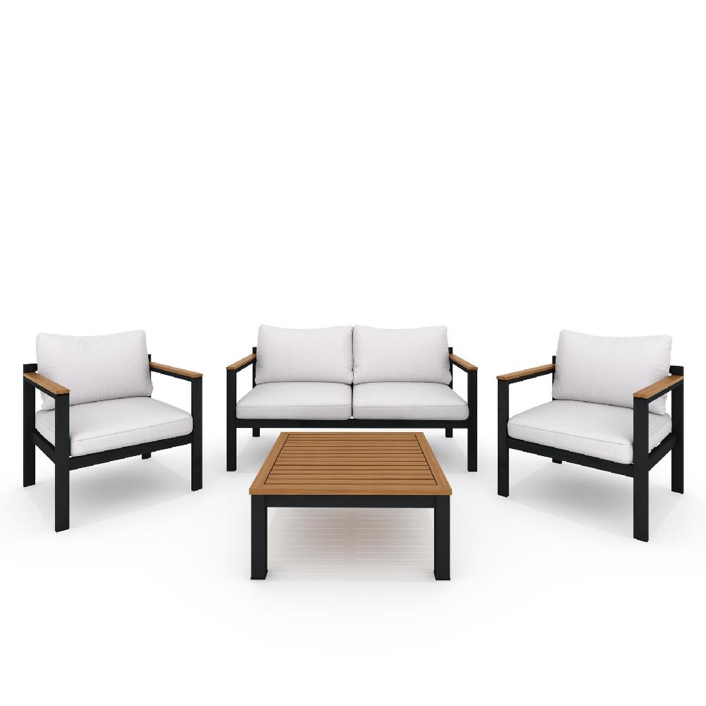 Set De Porche NATERIAL Oris II De Aluminio Gris/beige Para 4 Personas