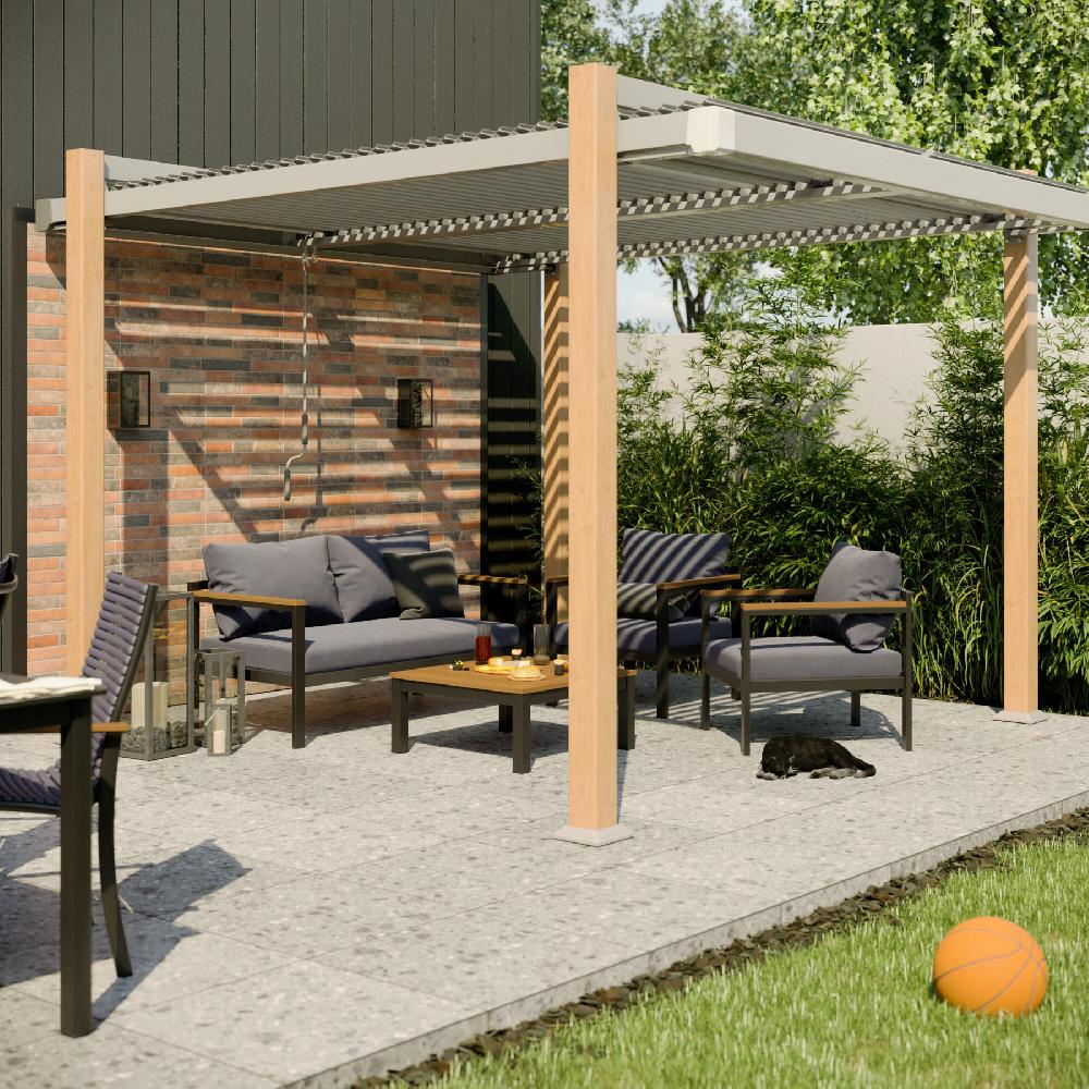 Set De Porche NATERIAL Oris II De Aluminio Gris Para 4 Personas