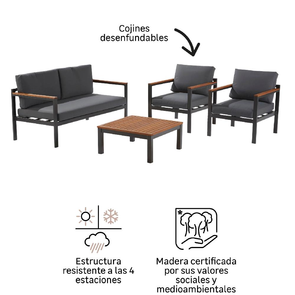 Set De Porche NATERIAL Oris II De Aluminio Gris Para 4 Personas