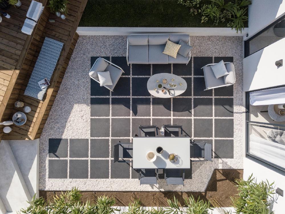 Set De Porche Naterial Orna De Aluminio Blanco Para 5 Personas