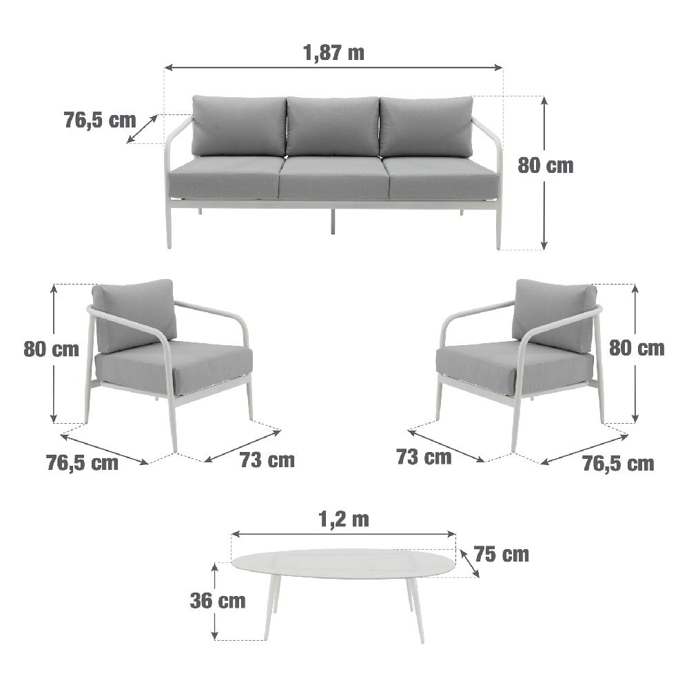 Set De Porche Naterial Orna De Aluminio Blanco Para 5 Personas