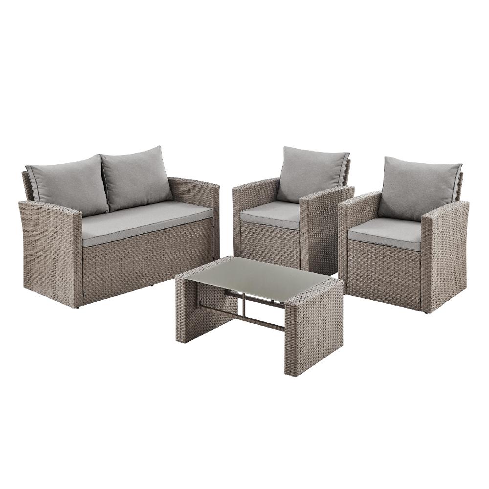 Set De Porche Toscana Living De Resina Blanco/natural Para 4 Personas