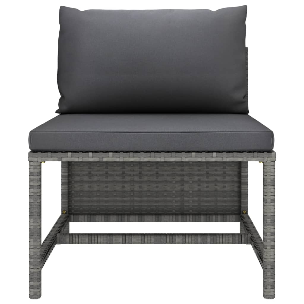 Set De Sofás De Jardín 3 Piezas | Conjunto De Comedor | Conjunto De Descanso Y Cojines Ratán Sintético Gris CFW131998