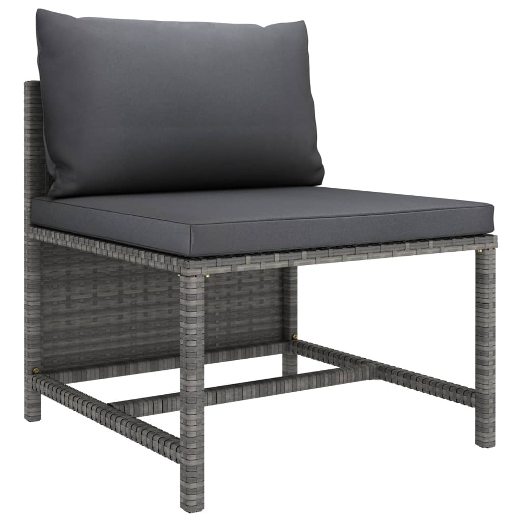 Set De Sofás De Jardín 3 Piezas | Conjunto De Comedor | Conjunto De Descanso Y Cojines Ratán Sintético Gris CFW131998