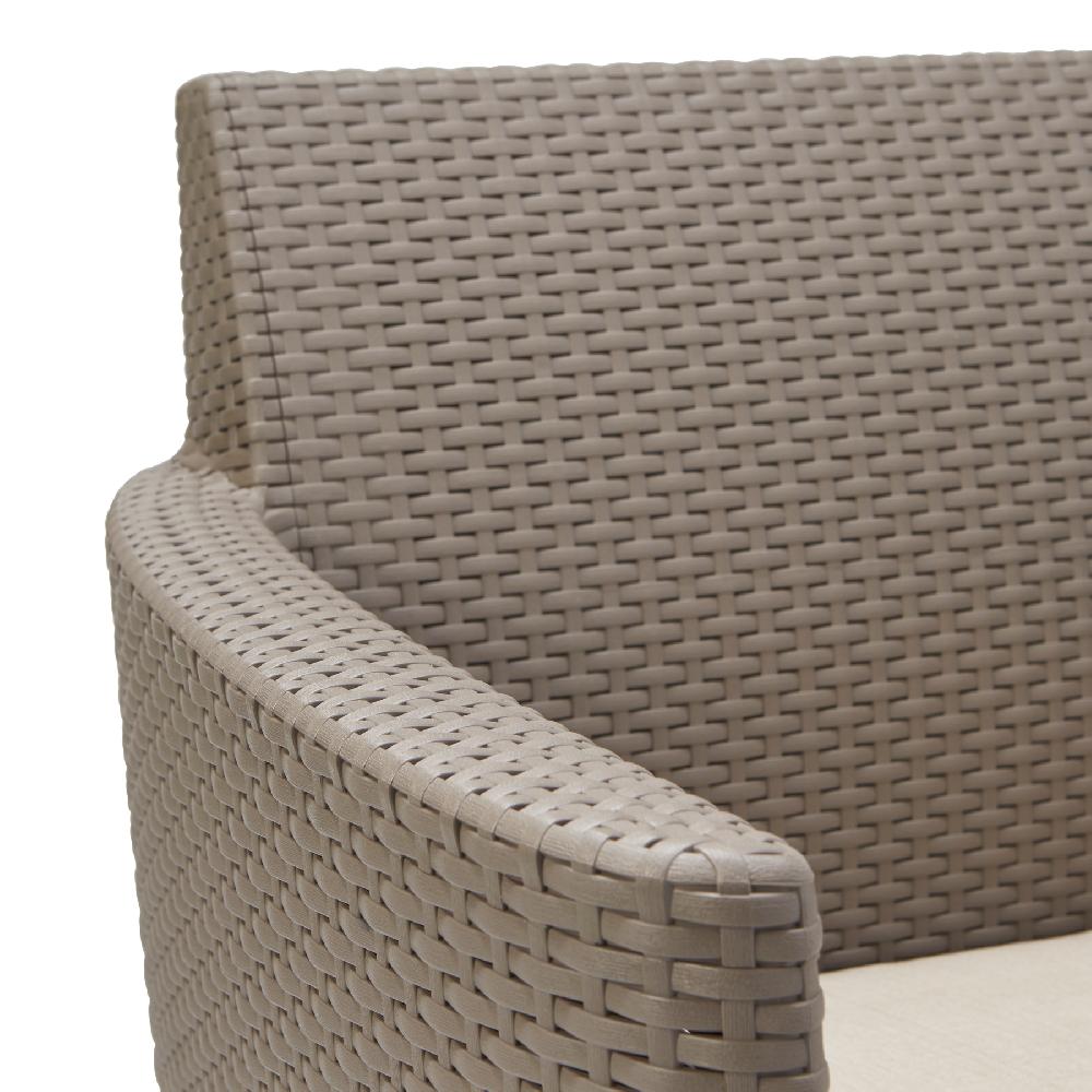 Set De Sofás Y Mesa Baja De Resina Para Porche Salemo Capuccino Para 4 Personas