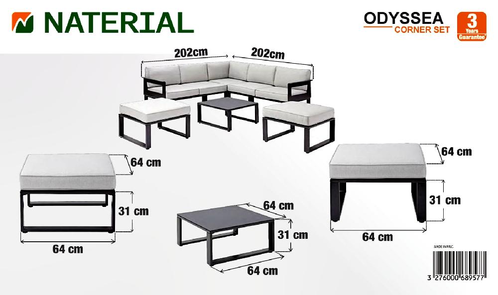 Set De Sofás Y Mesa Baja Odyssea De Aluminio Antracita Para 7 Personas