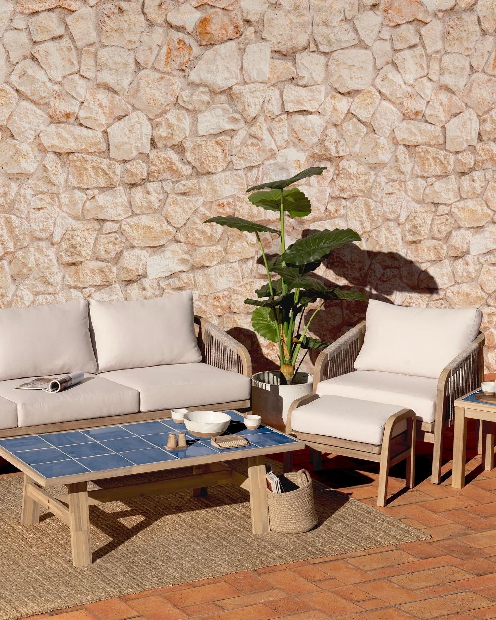 Set Jardin 4 Pl Mesa Ceramica Azul 125x65 - Siena & Bisbal