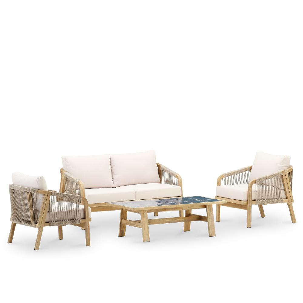 Set jardin 4 pl mesa ceramica azul 125x65 - Siena & Bisbal