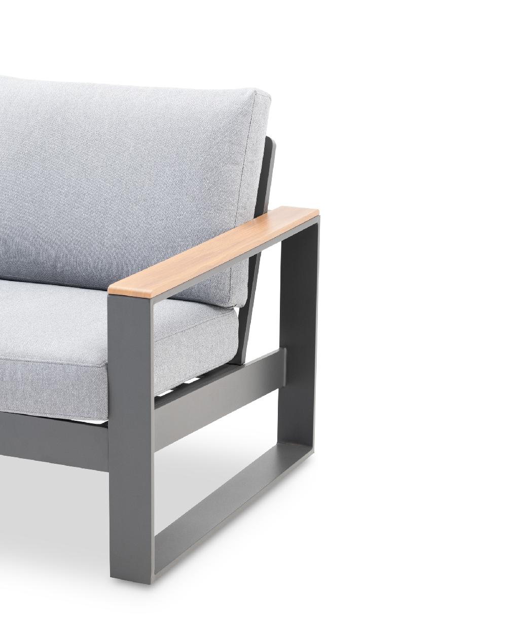 Set Jardin 4 Plazas Aluminio Antracita Efecto Madera - Manhattan