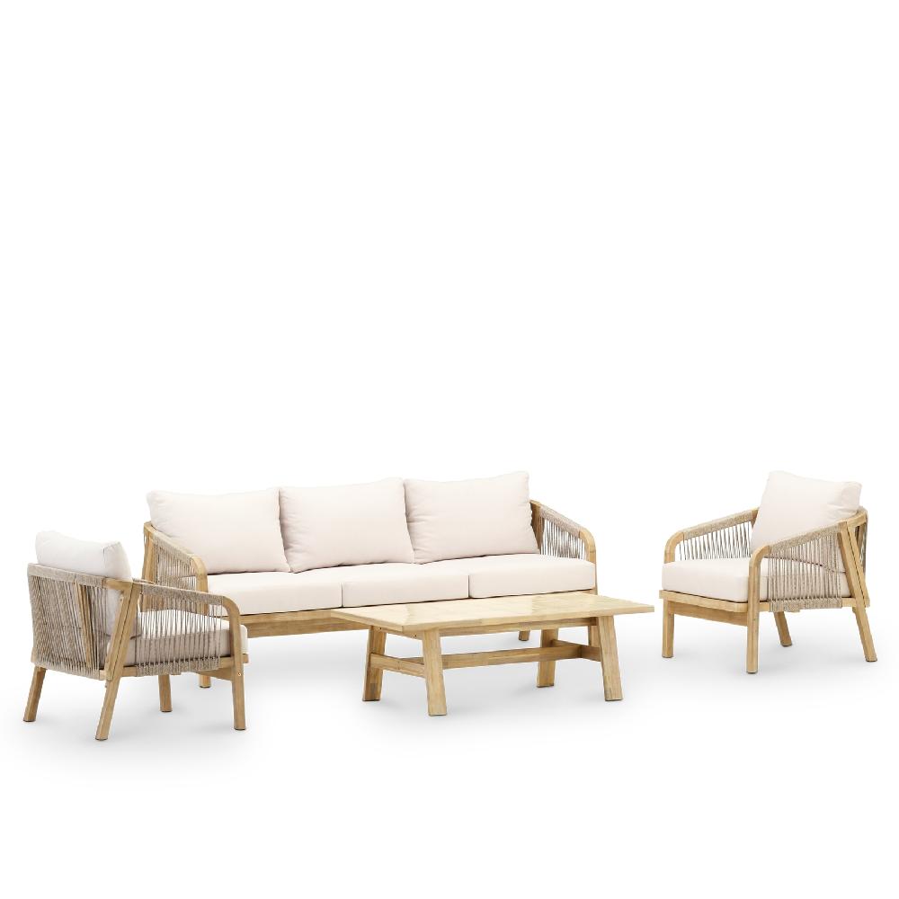 Set jardin 5 pl mesa ceramica beige 125x65 - Siena & Bisbal