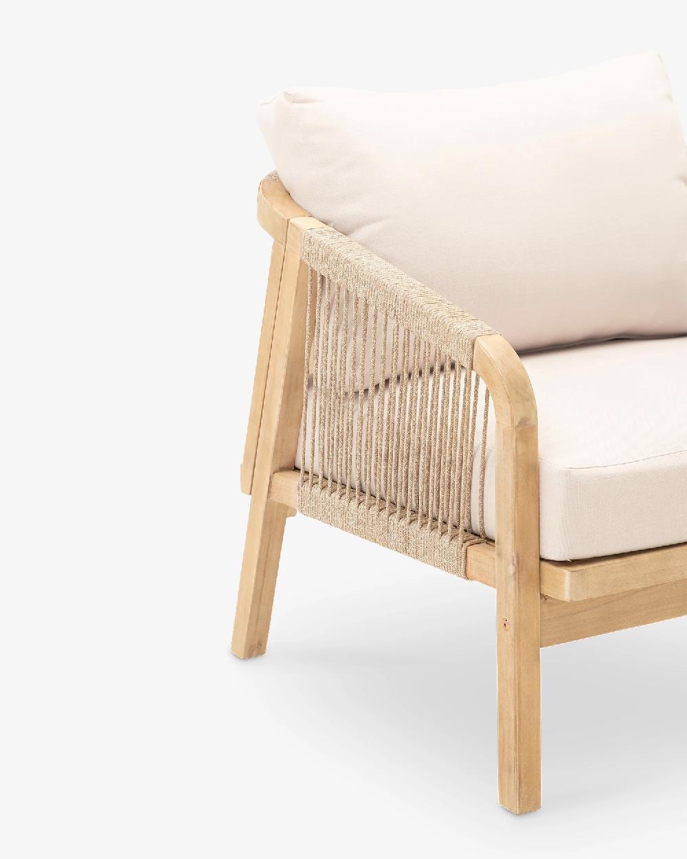 Set Jardin 5 Plazas Con Reposapies Madera Y Cuerda Beige - Siena