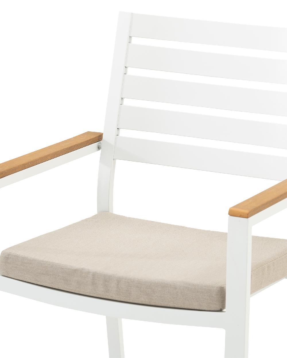 Set Jardin Mesa 130x70 Y 4 Sillas Con Cojín Aluminio Blanco - Osaka