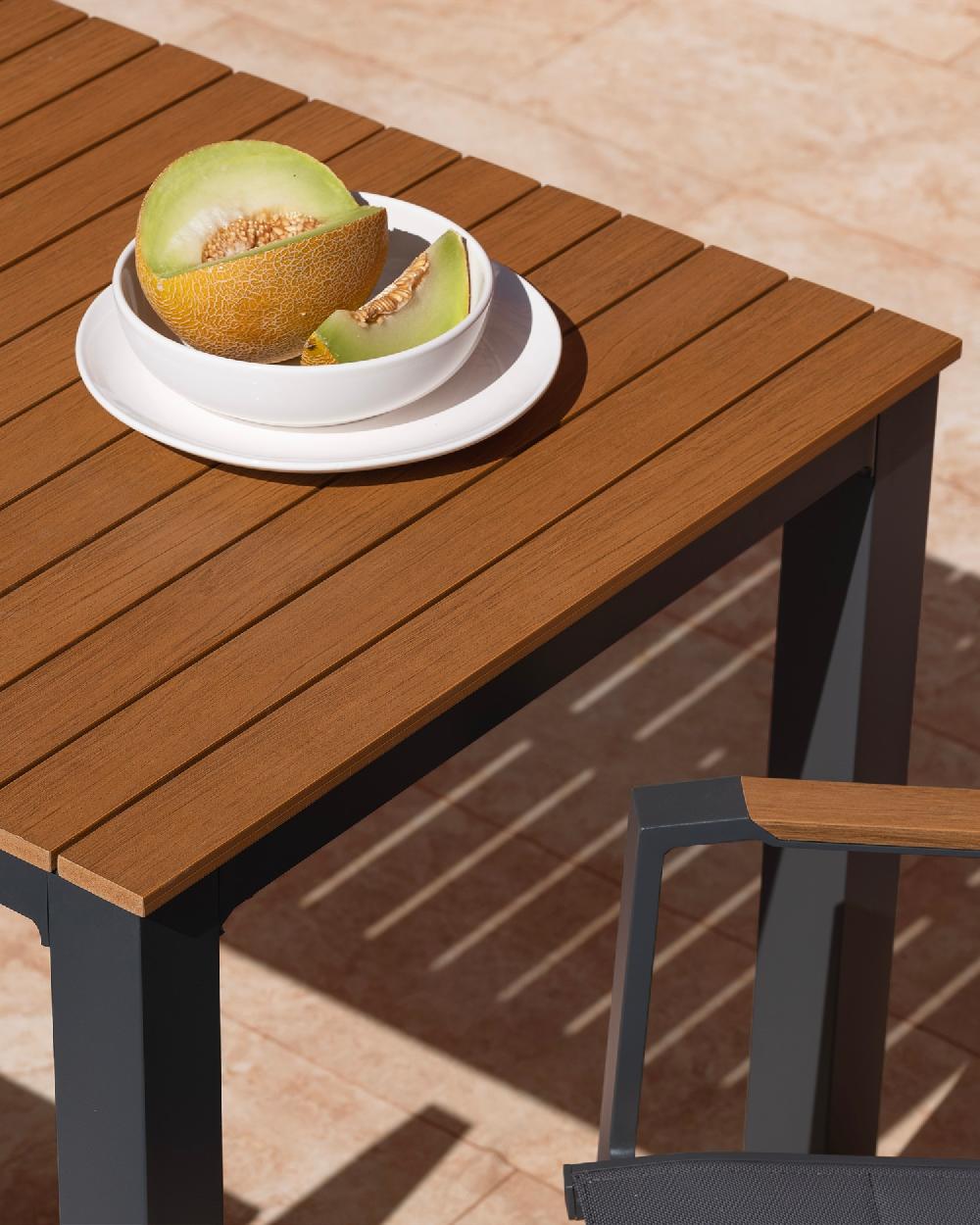 Set Jardin Mesa 70x70 Y 2 Sillas De Textileno Y Aluminio Antracita Oscuro - Osaka