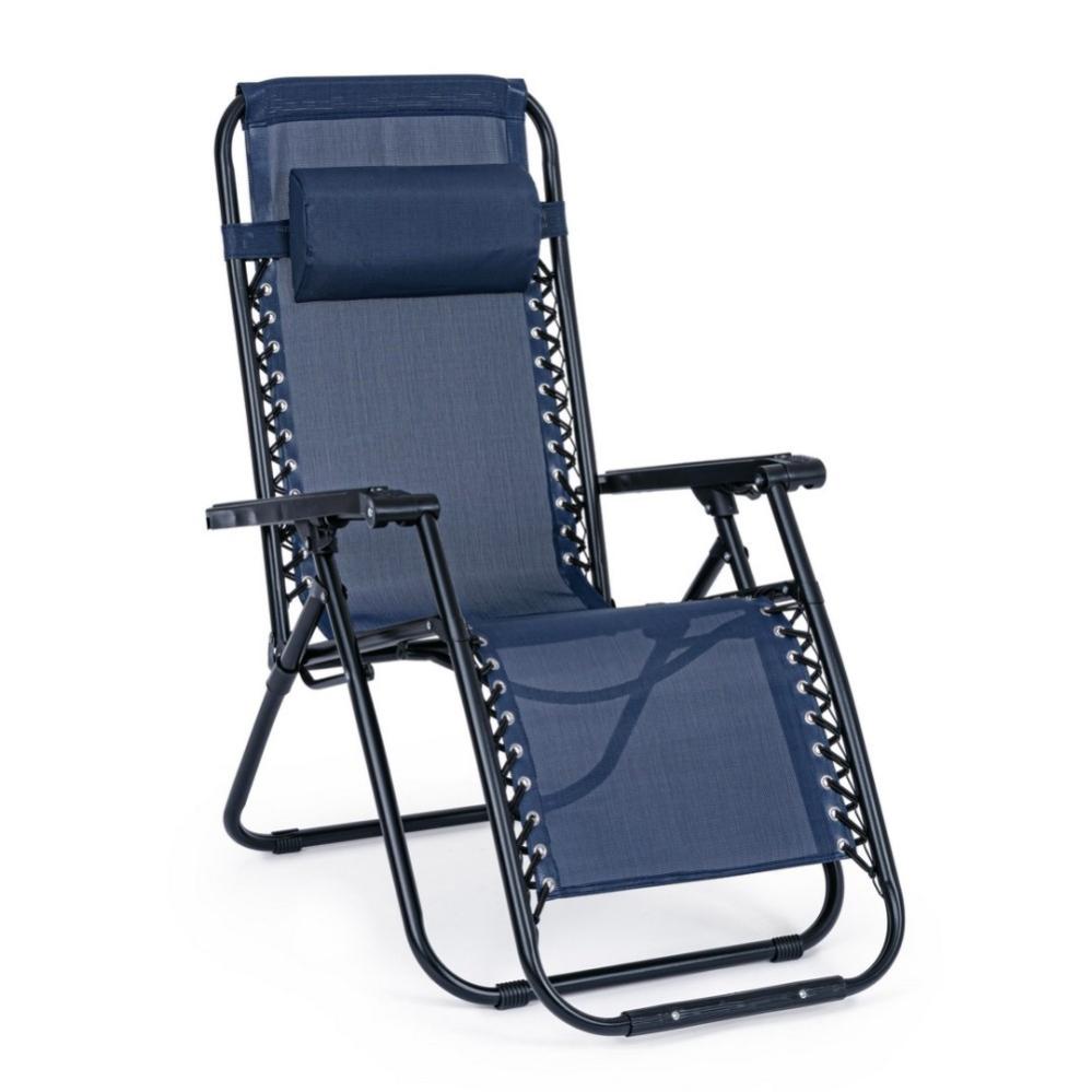 Silla Gravedad Cero silla de patio reclinable Tumbona Plegable de Descanso Ajustable con Reposacabezas Azul