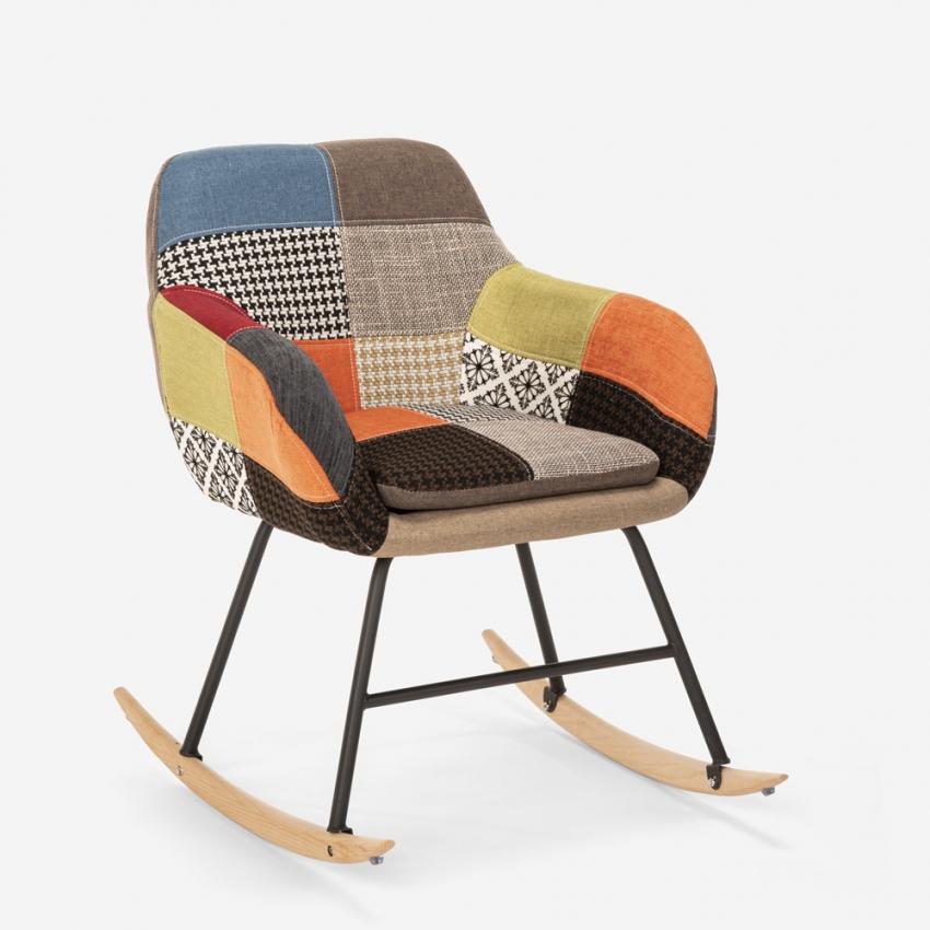 Silla Mecedora De Tela Patchwork De Diseño Moderno Woodpecker - Patchwork 3