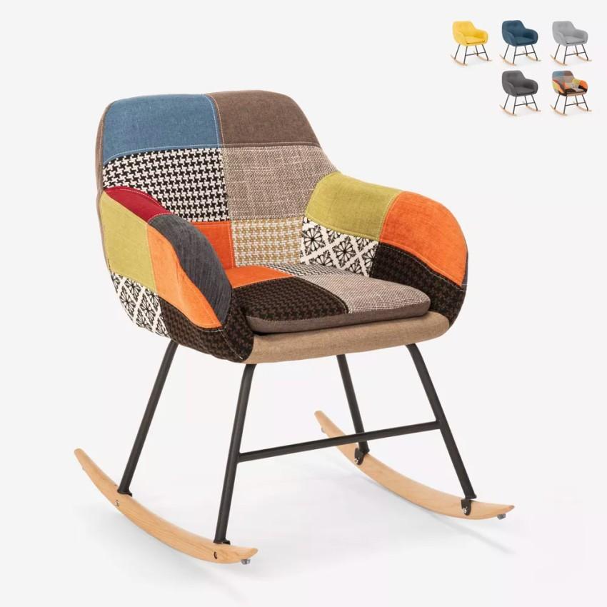 Silla mecedora de tela patchwork de diseño moderno Woodpecker - Patchwork 3