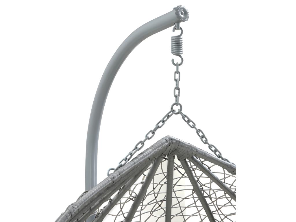 Sillón Colgante De 2 Plazas De Resina Trenzada - Gris Con Cojines Blancos - CAYAMBE