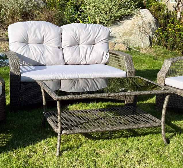 Sofa + 2 Sillas + Mesa De Ratan PE Modelo YYTBST-SF