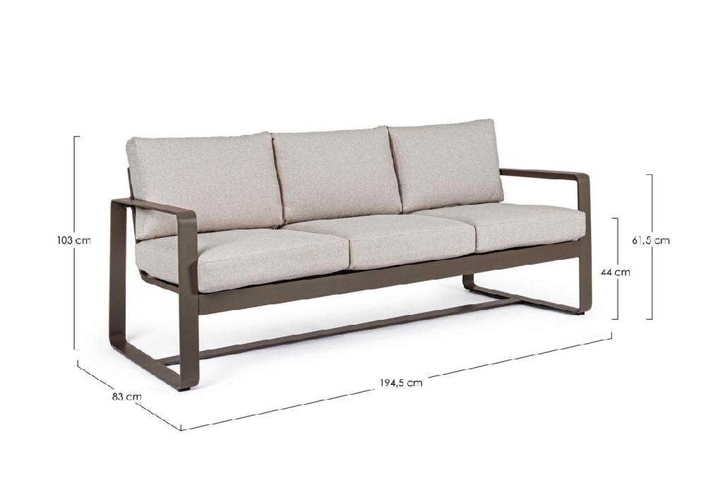 SOFA 3 PLAZAS CON COJINES MERRIGAN CAFE 194X78X73