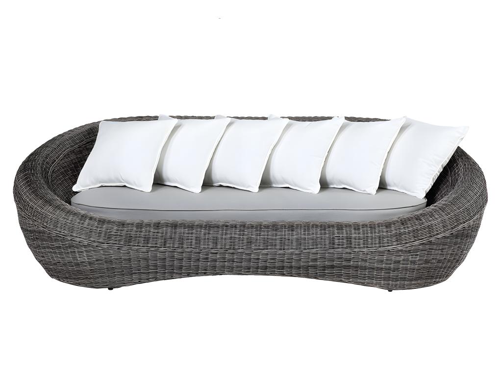 Sofá De 3 Plazas De Jardín De Resina Trenzada Gris - WHITEHEAVEN