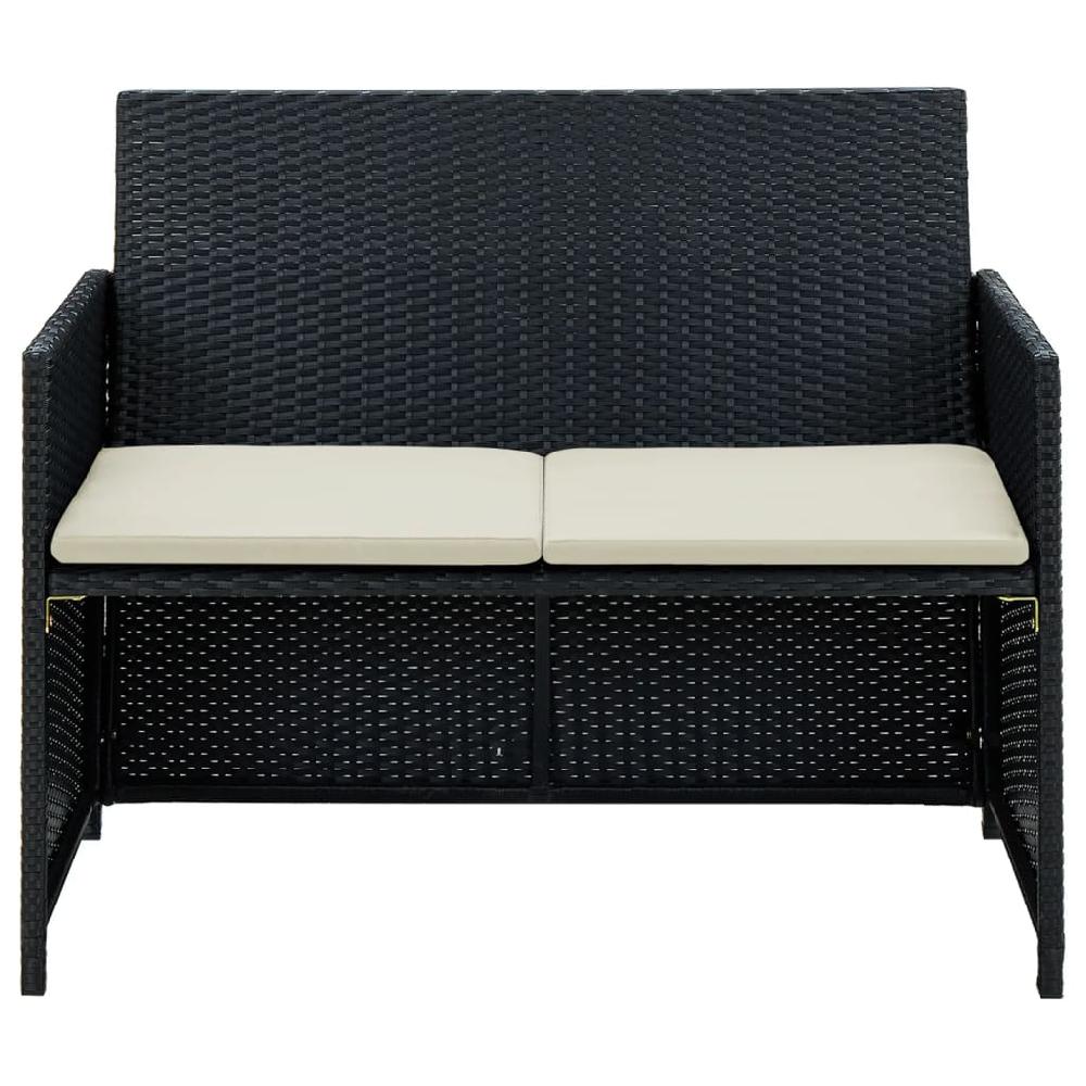 Sofá De Jardín De 2 Plazas Con Cojines Ratán De Resina Negro VidaXL