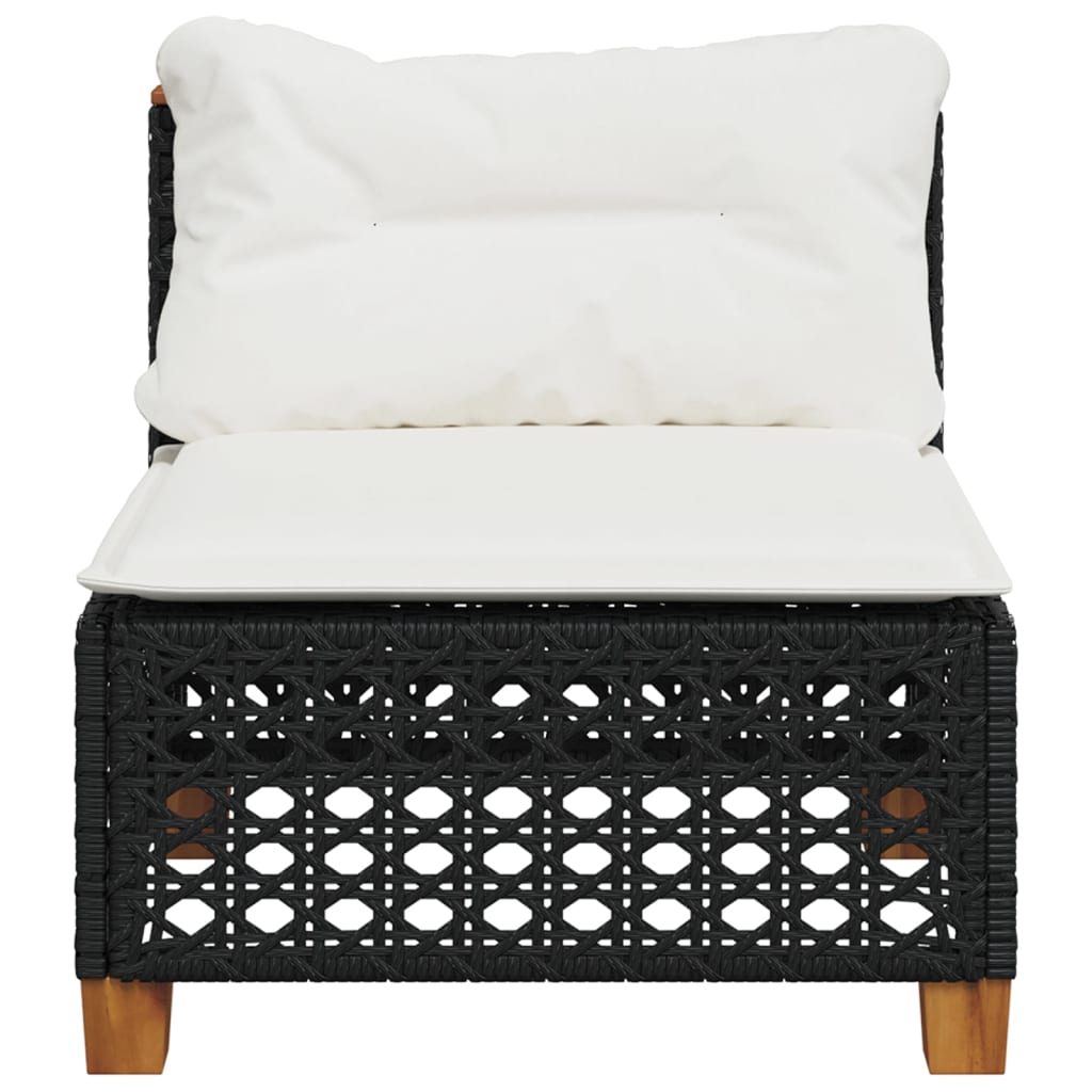 Sofá De Jardín | Sofá De Exterior Sin Reposabrazos Con Cojines Ratán PE Negro CFW66483