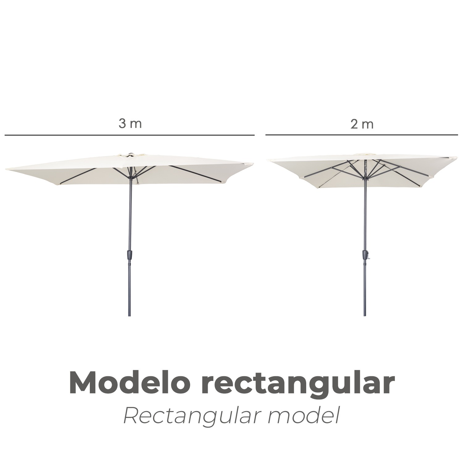 Sombrilla De Jardin Rectangular 2x3 Metros