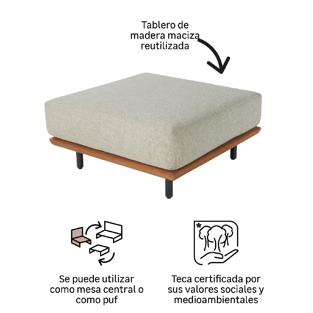 Taburete Auxiliar De Madera NATERIAL Calisto Beige