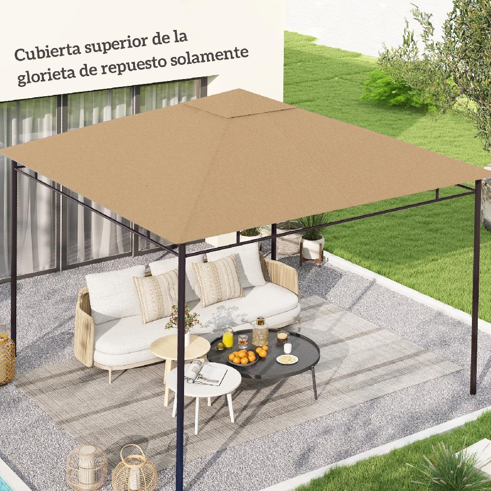Techo De Repuesto Para Cenador OUTSUNNY Poliéster Beige 298x295 Cm 84C-141BG
