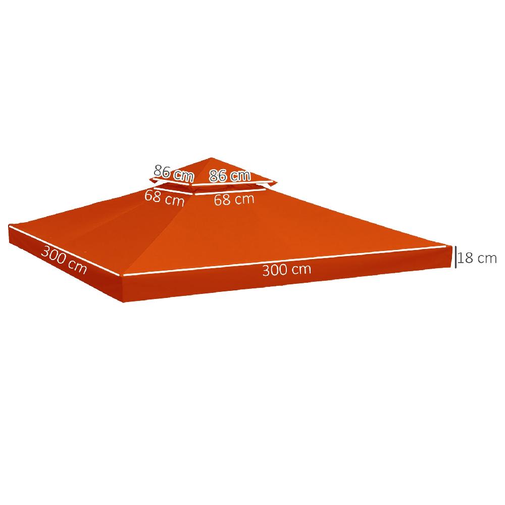 Techo Reemplazo Para Carpa OUTSUNNY Poliéster Rojo Óxido 300x300 Cm 100110-053TE