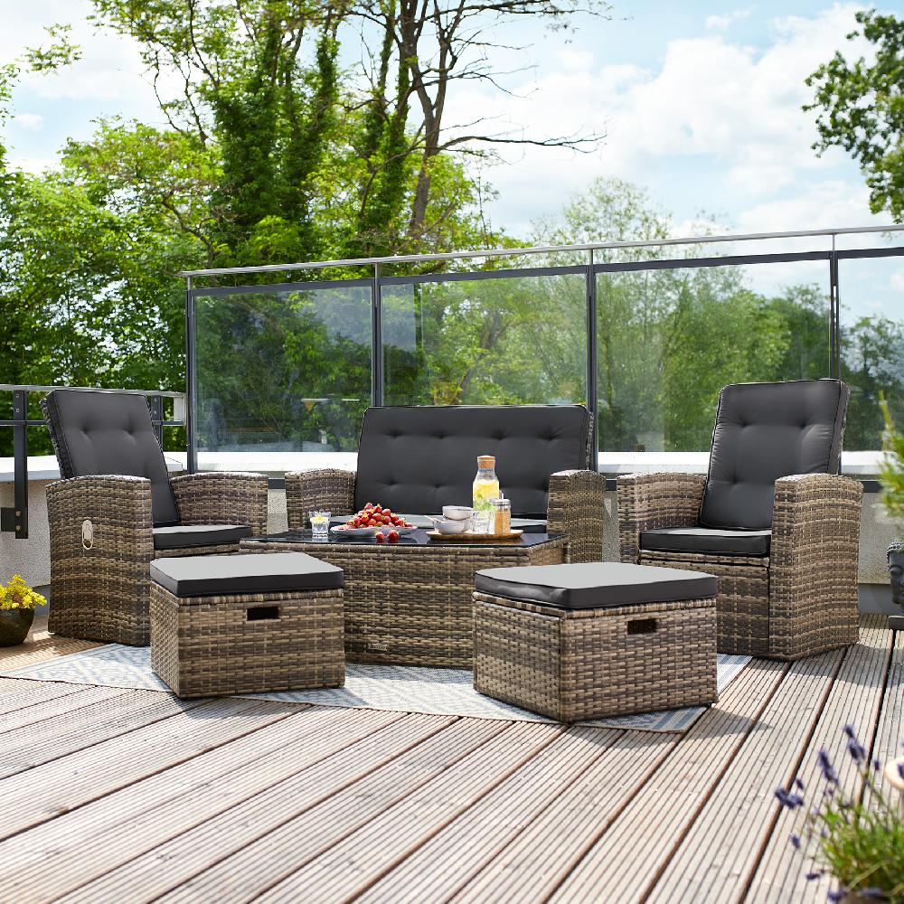 TECTAKE Conjunto De Ratán Con Estructura De Aluminio