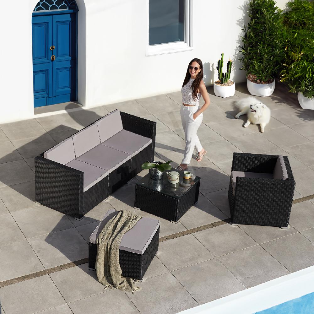 TECTAKE Conjunto De Ratán Para 4 O 5 Personas