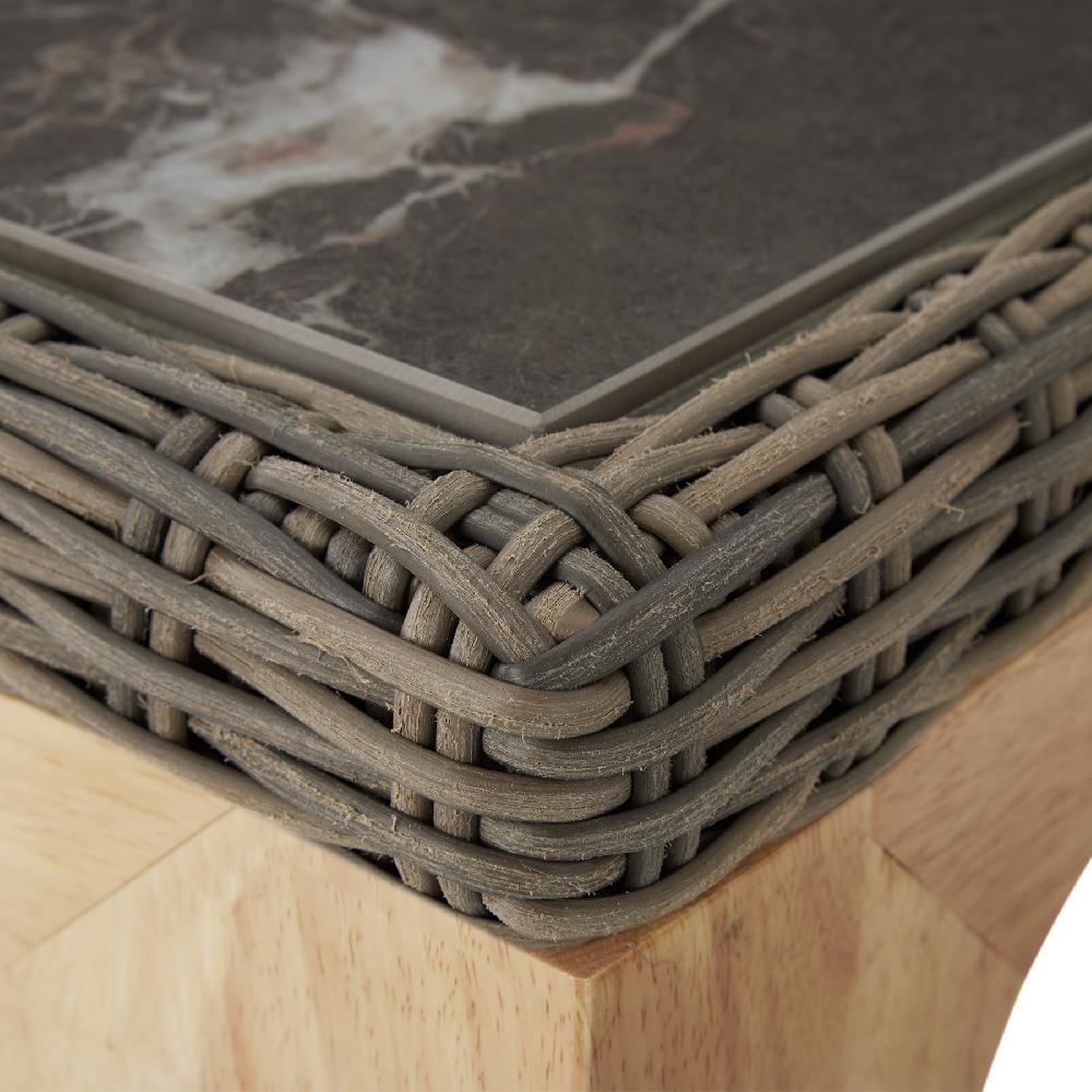 TECTAKE Mesa De Ratán Foggia Con 6 Sillas Rosarno Con Estructura De Madera