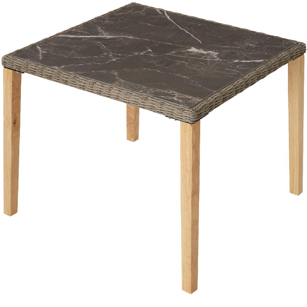 TECTAKE Mesa De Ratán Tarento Con 4 Sillas Rosarno Con Estructura De Madera