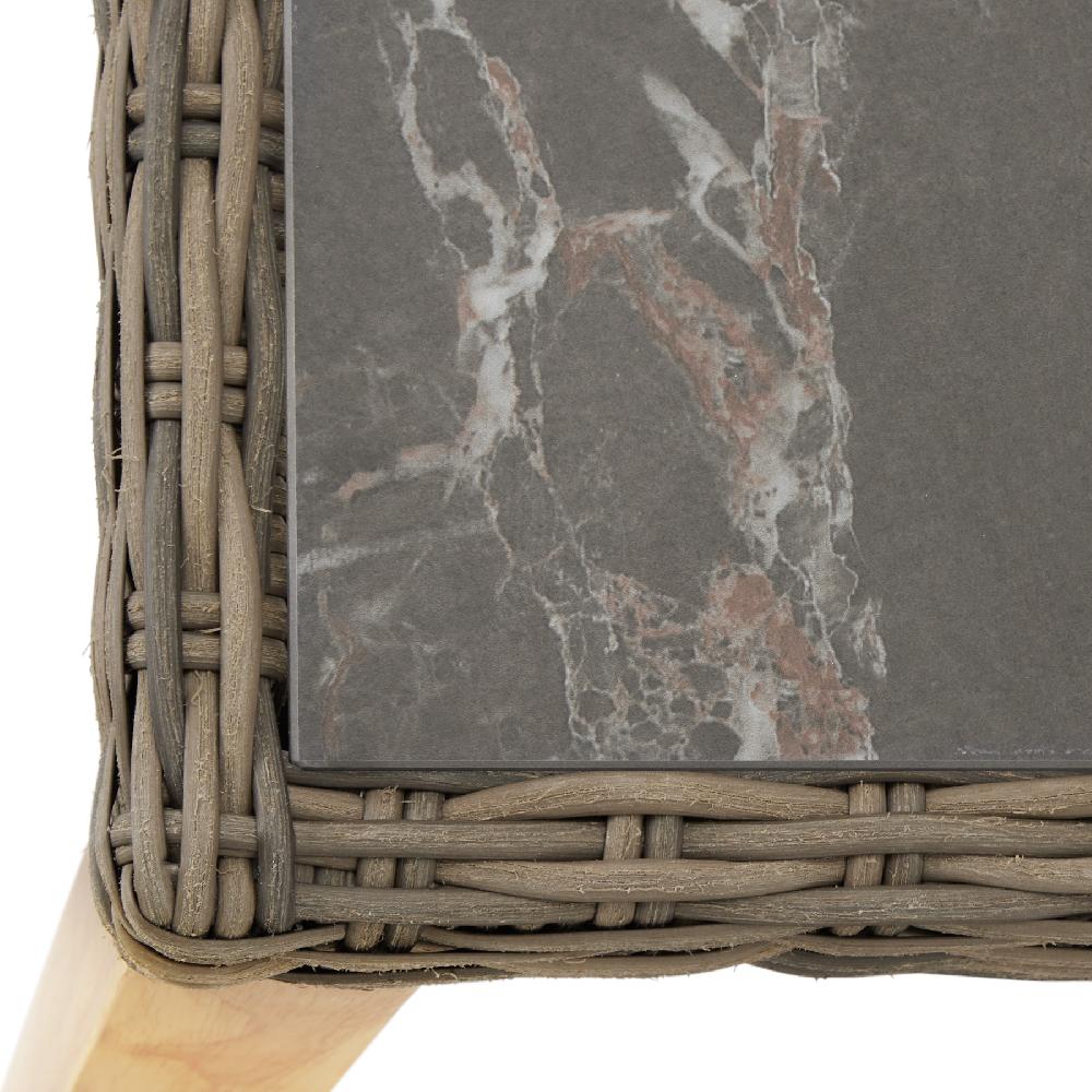 TECTAKE Mesa De Ratán Tarento Con 4 Sillas Rosarno Con Estructura De Madera