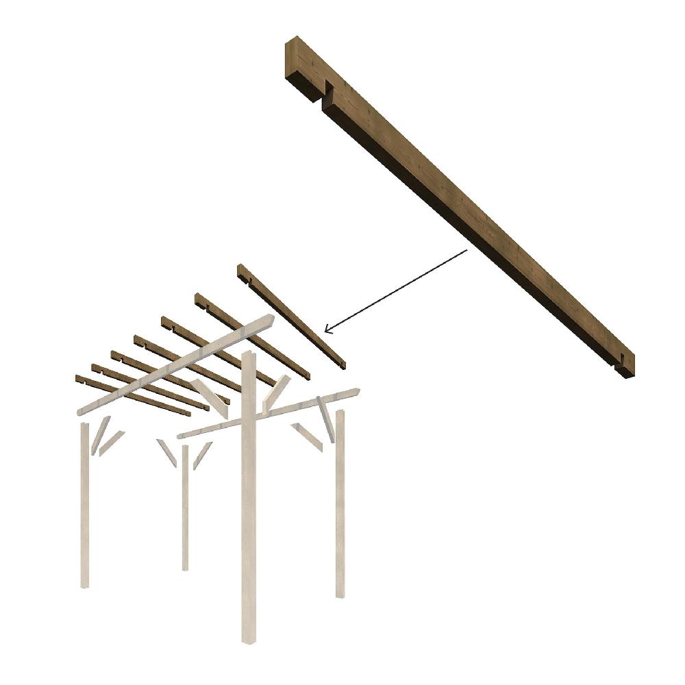 Travesaño de madera maciza 9x4x240 cm para pérgola