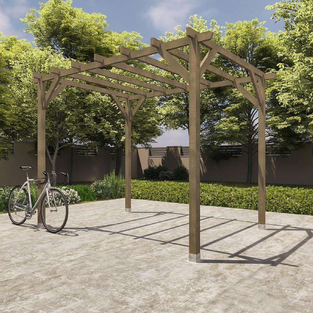 Travesaño De Madera Maciza Mecanizado De 9x4x360 Cm Para Pérgola