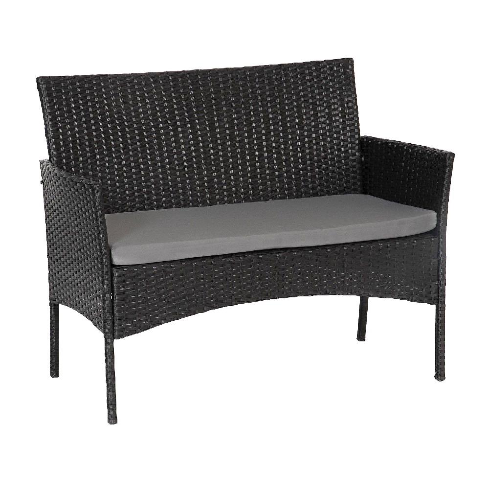 TULUM - Conjunto De Muebles De Jardin De Resina Trenzada - Negro Gris - BENEFFITO