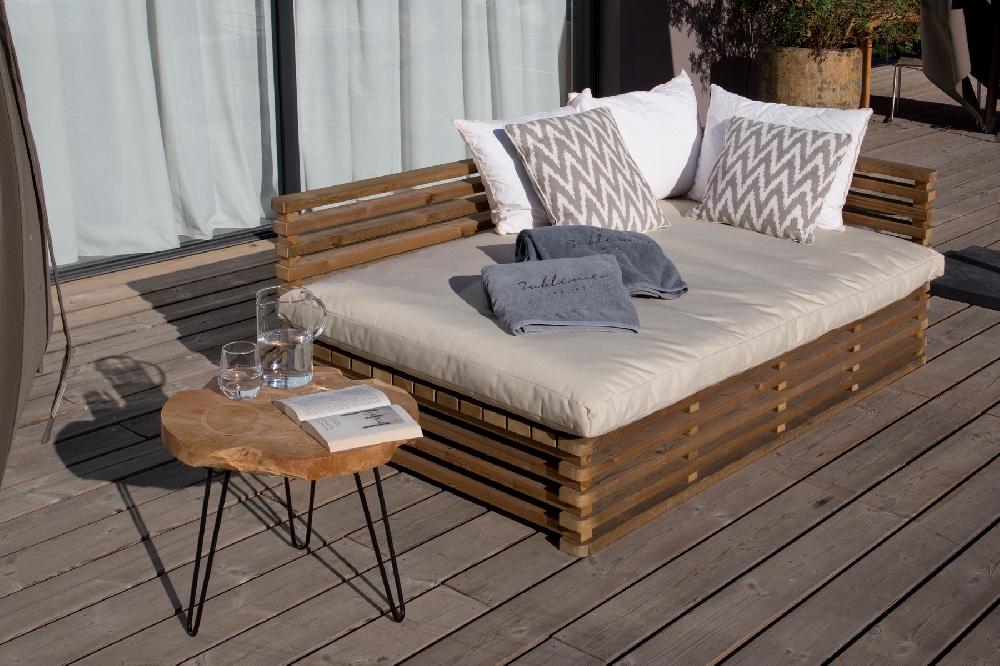 Tumbona de jardín de madera Relax XL marrón 107x80x177 cm