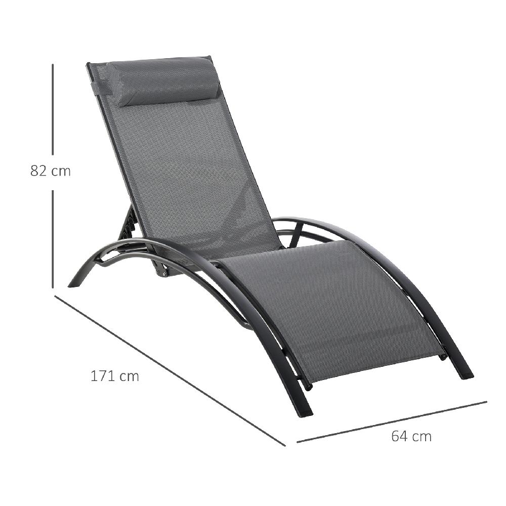 Tumbona Reclinable Outsunny Aluminio Texteline Gris Oscuro 171x64x82cm 84B-179V01CG