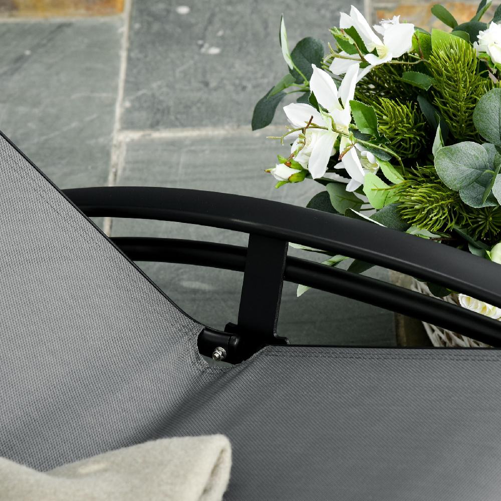 Tumbona Reclinable Outsunny Aluminio Texteline Gris Oscuro 171x64x82cm 84B-179V01CG