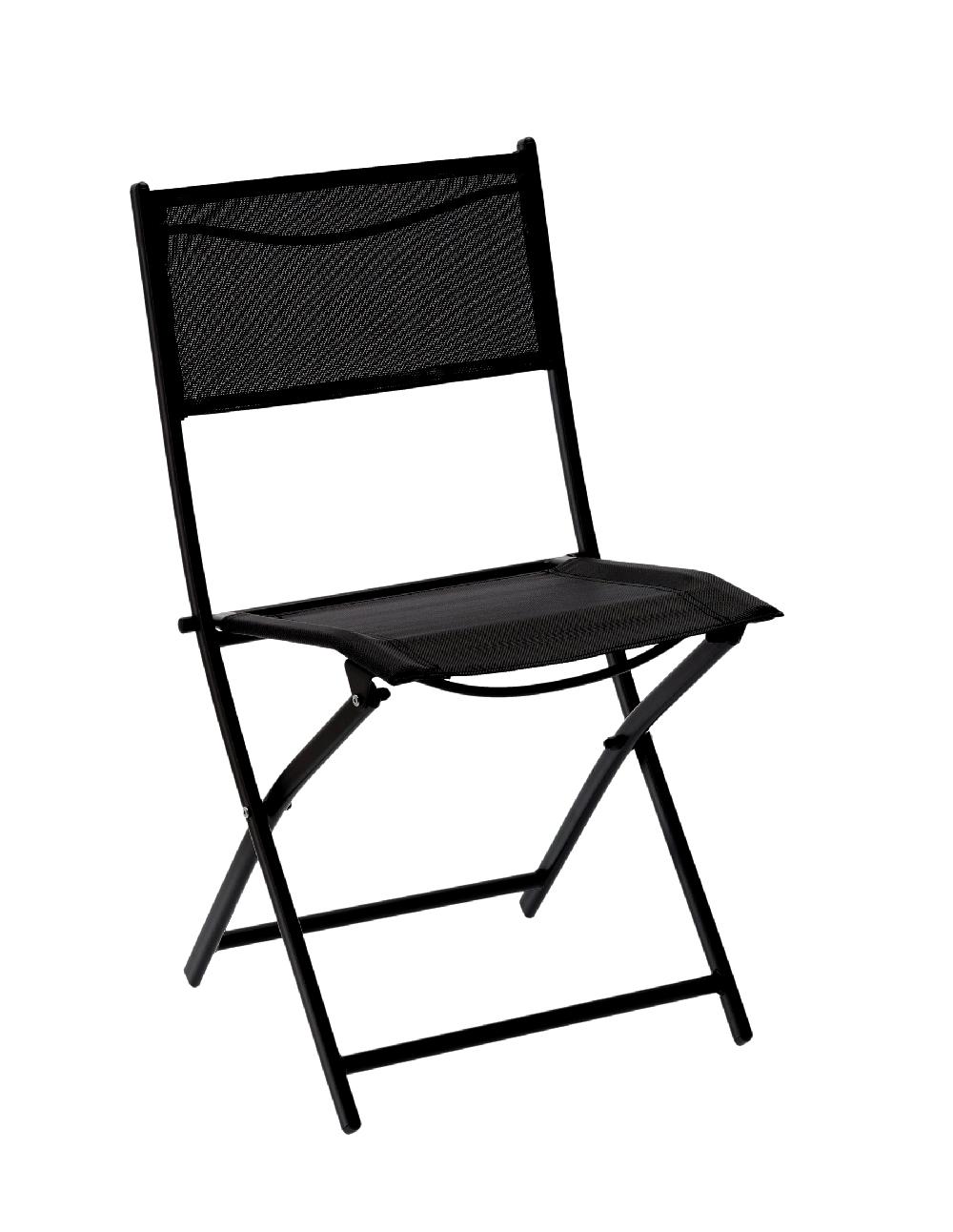 Venprodin - Juego Muebles De Balcón - Mesa Media + 2 Sillas Plegables Color Negro