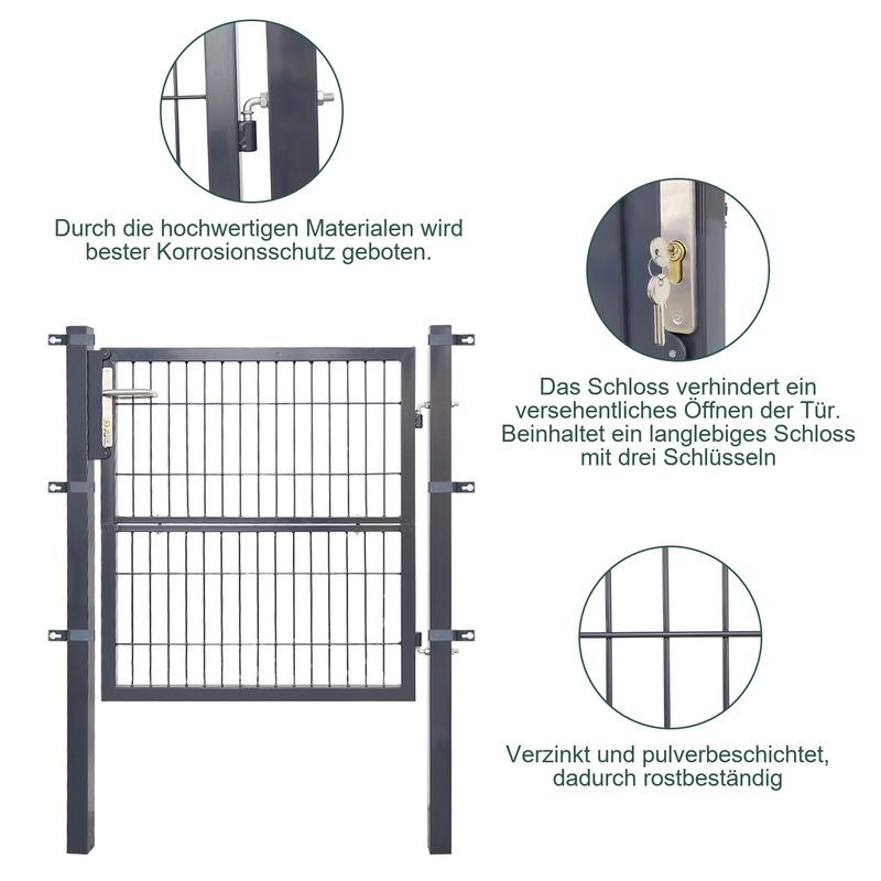 Verja De Doble Barra Puerta De Jardín - Antracita - 120x100CM