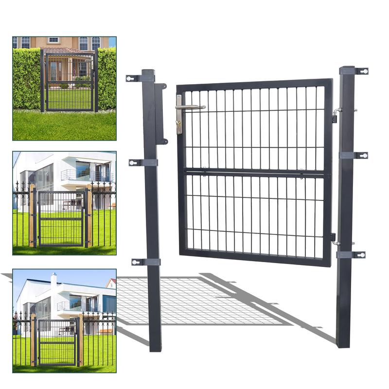 Verja de Doble Barra Puerta de Jardín - Antracita - 120x100CM